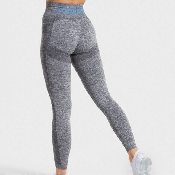 Gymshark seamless leggings heather gray light blue logo - Picture 7 of 9